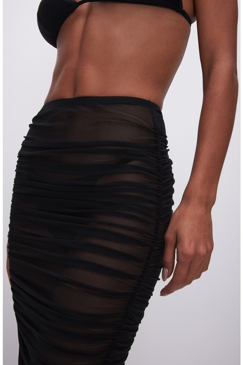 Ruched Mesh Cover-Up Maxi Skirt, Alternate, color, BLACK001
