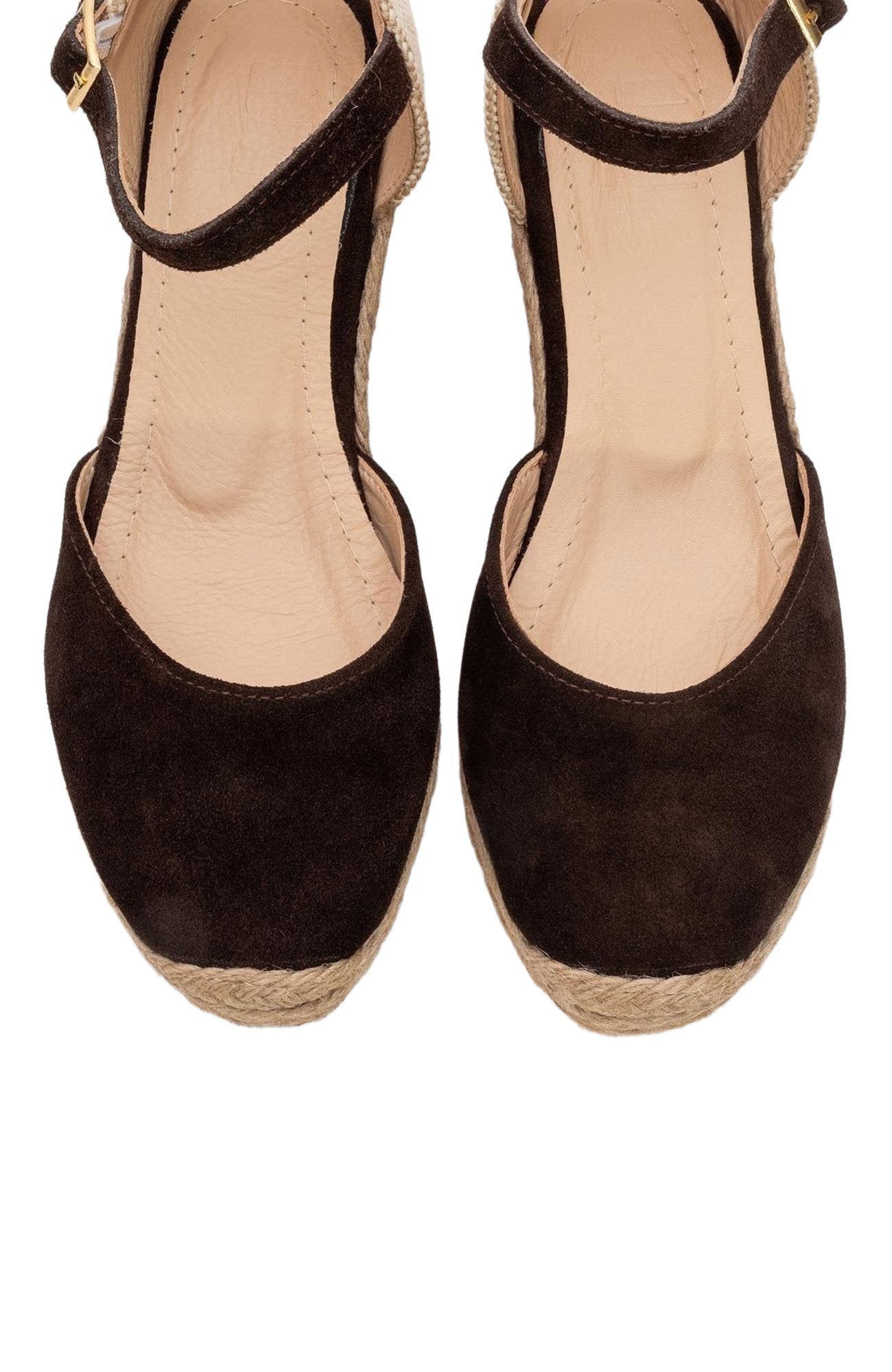 Aldea Leather Platform Espadrille, Alternate, color, Cognac Brown Suede Leather