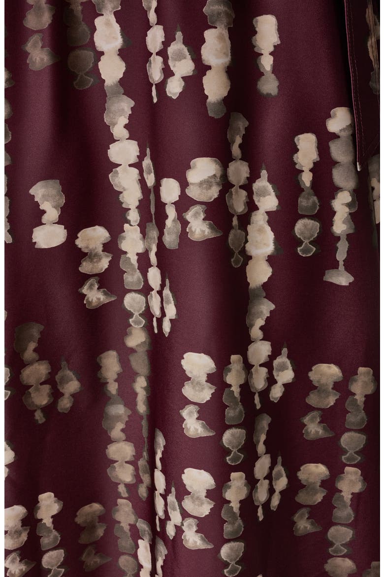 Print Stretch Satin Midi Dress, Alternate, color, BLACK/ CHERRY