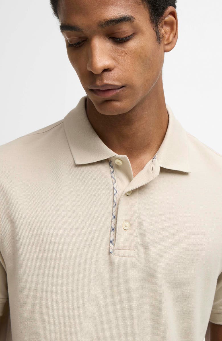 Barbour Reston Tailored Fit Tartan Trim Cotton Piqué Polo, Alternate, color, Mist