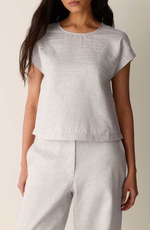 Eileen Fisher Linen Blend Square Top (Regular & Plus)