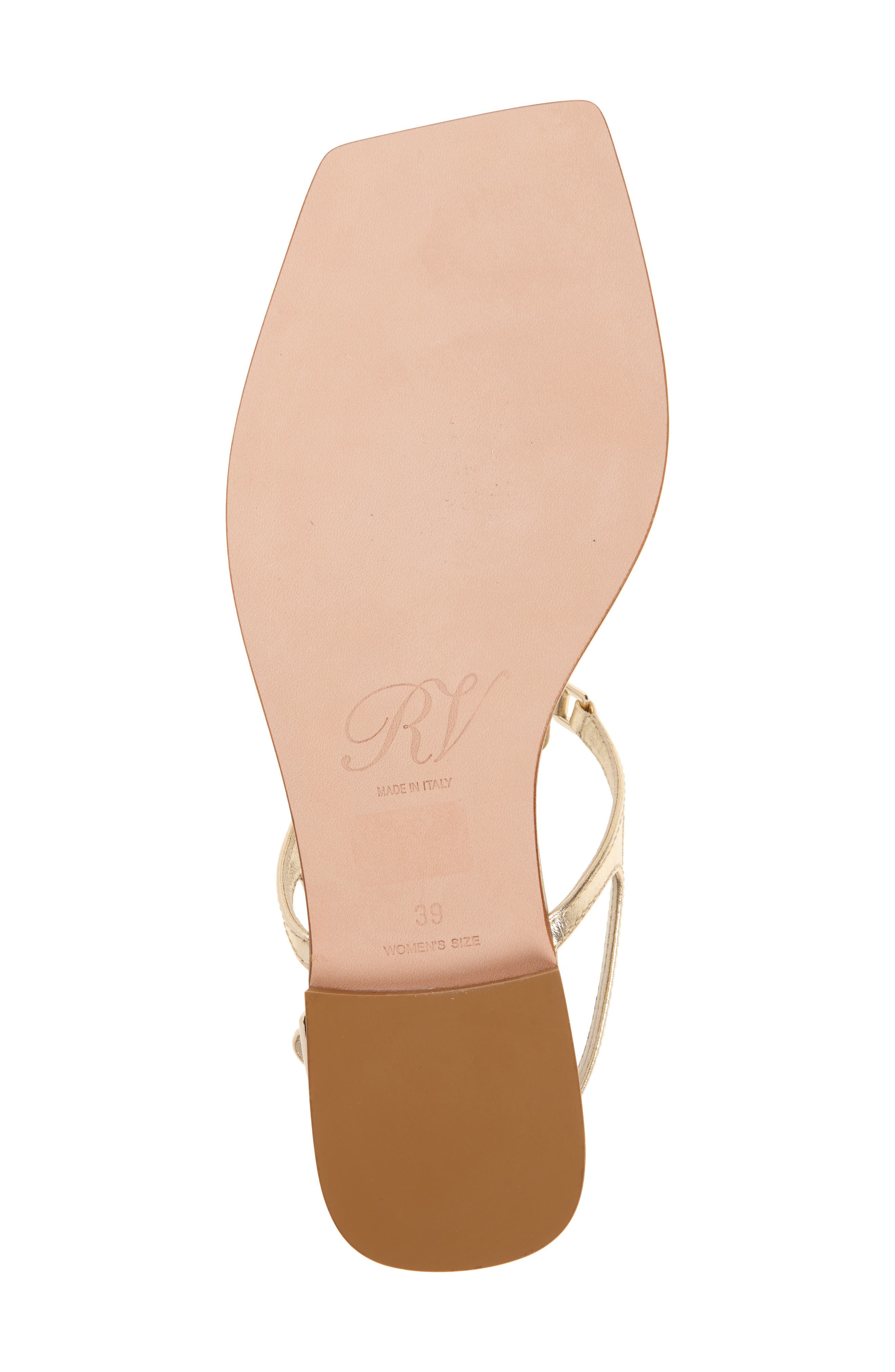 Roger Vivier Viv by the Sea Metallic T-Strap Sandal, Alternate, color, Oro Chiaro