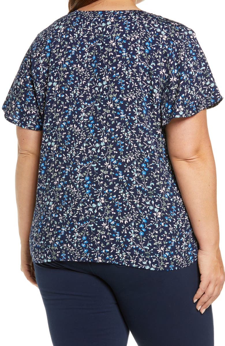 Caslon<sup>®</sup> Dobby Print Flutter Sleeve Top, Alternate, color, 