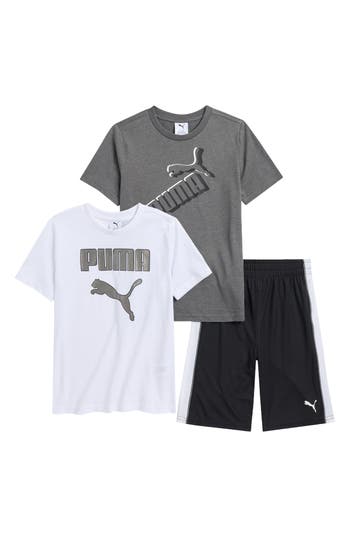 Shop Puma Kids' Graphic T-shirt & Shorts 3-piece Set In White Traditional