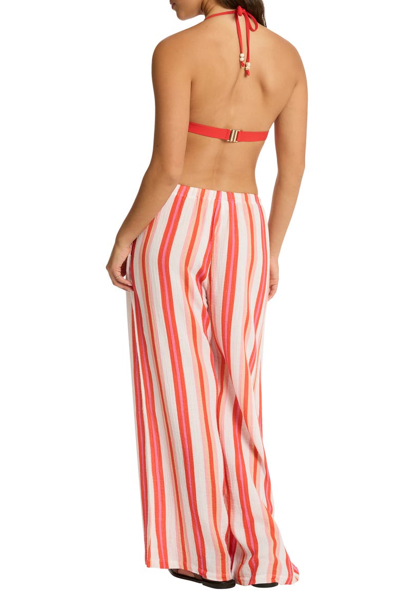 West Coast Surf Cotton Cover-Up Pants, Alternate, color, CORAL