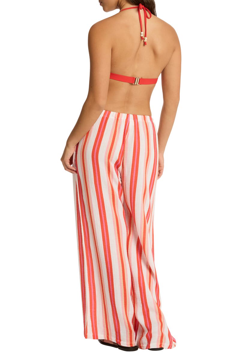 Sea Level West Coast Surf Cotton Cover-Up Pants, Alternate, color, Coral