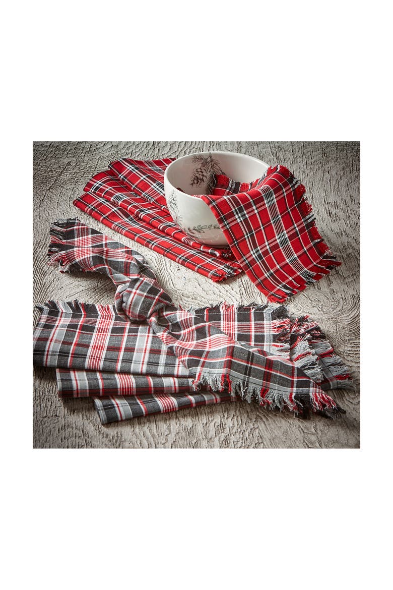 Winter Sketches Red Cloth Napkins Set of Four Cotton Kitchen, Alternate, color, Red