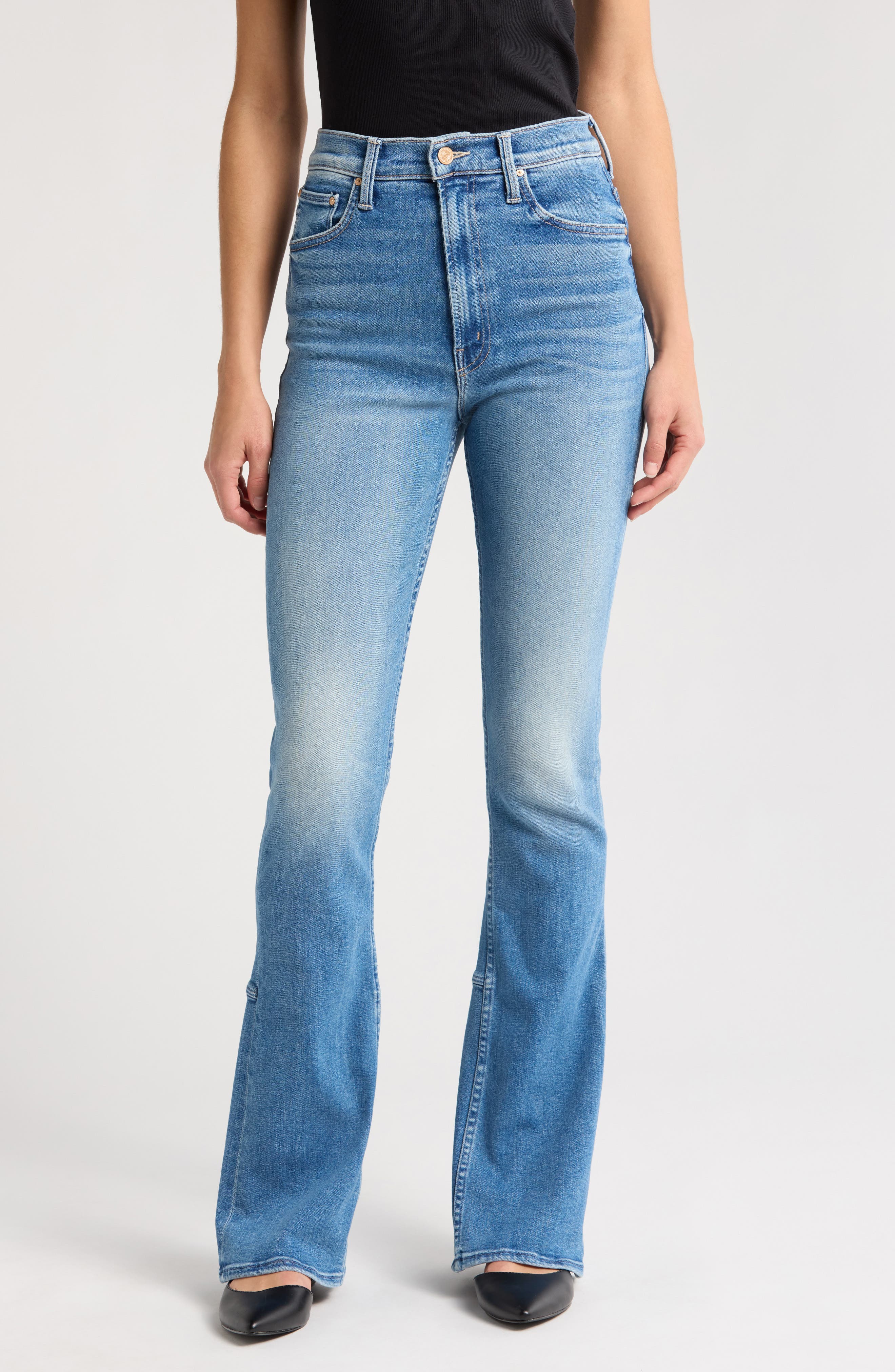 MOTHER The Outlaw Wedge Heel High Waist Slim Flare Jeans