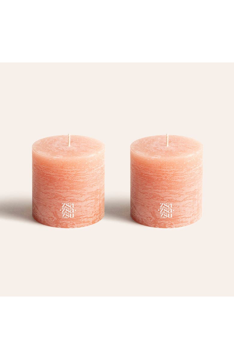 Zsa Zsa Zsu Deurne Pillar Candle 3.5 In Set of 2, Main, color, Rose