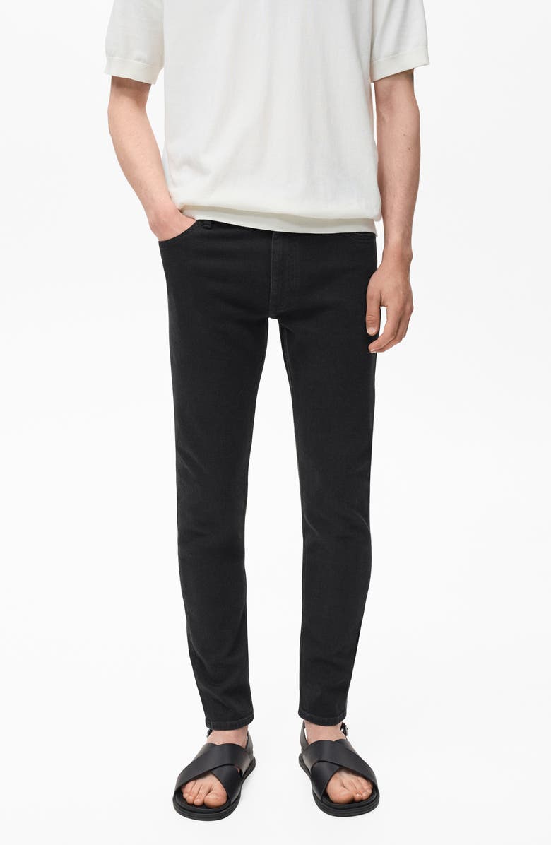MANGO Jude Skinny Jeans, Main, color, Black Denim