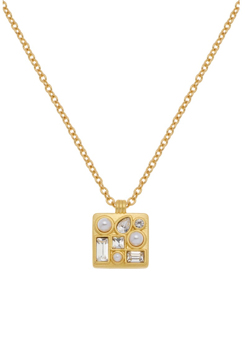 Zina Zoraya Pendant Necklace, Main, color, GOLD TONE / PEARL / CLEAR