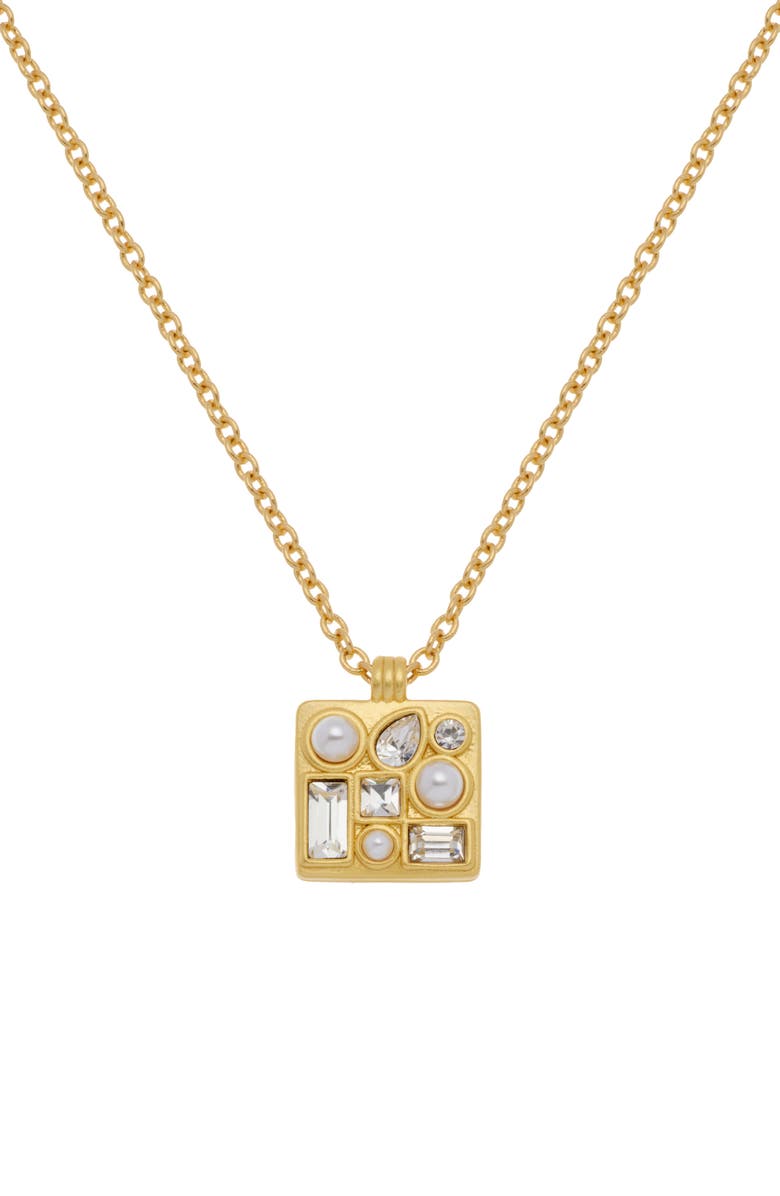 Reiss Zina Zoraya Pendant Necklace, Main, color, Gold Tone / Pearl / Clear