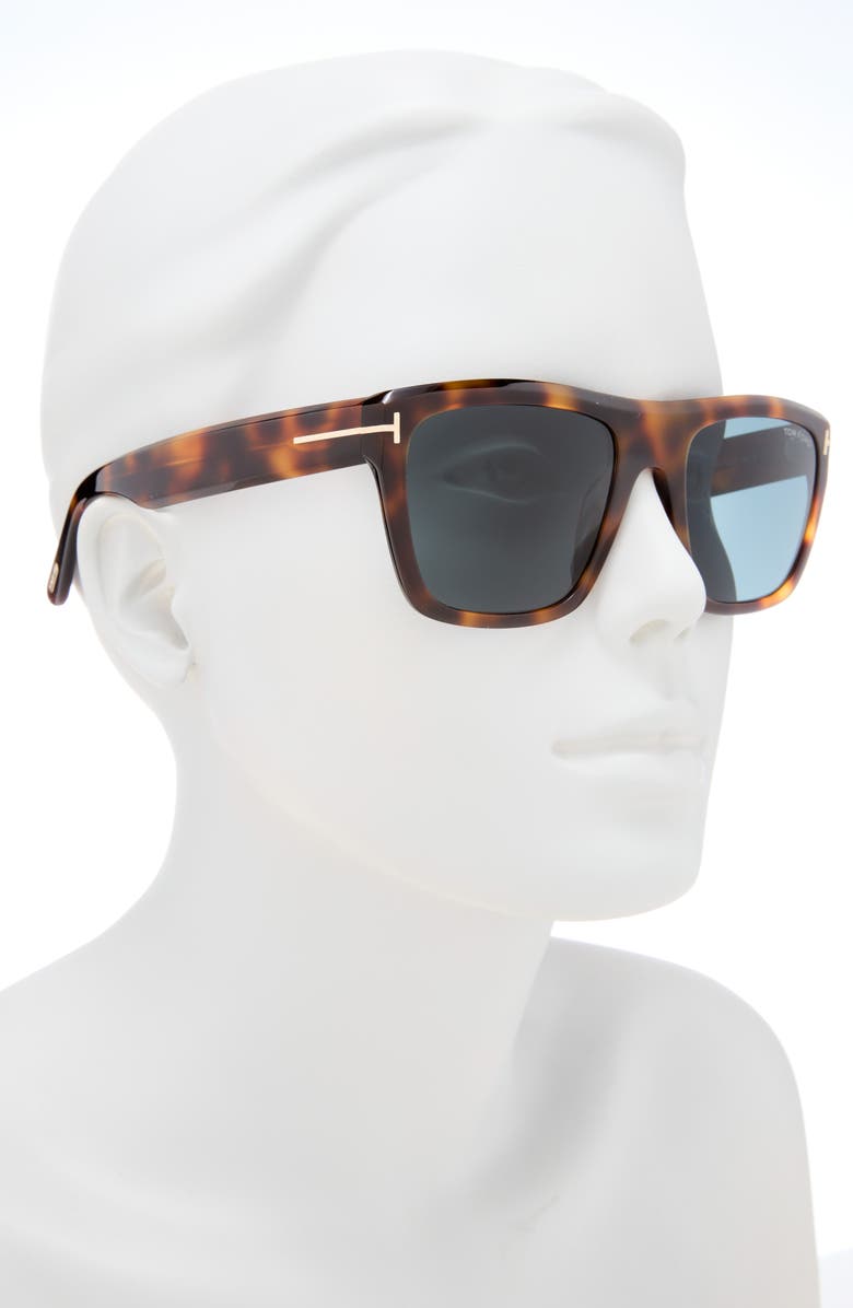 TOM FORD 55mm Square Sunglasses, Alternate, color, Blonde Havana / Blue