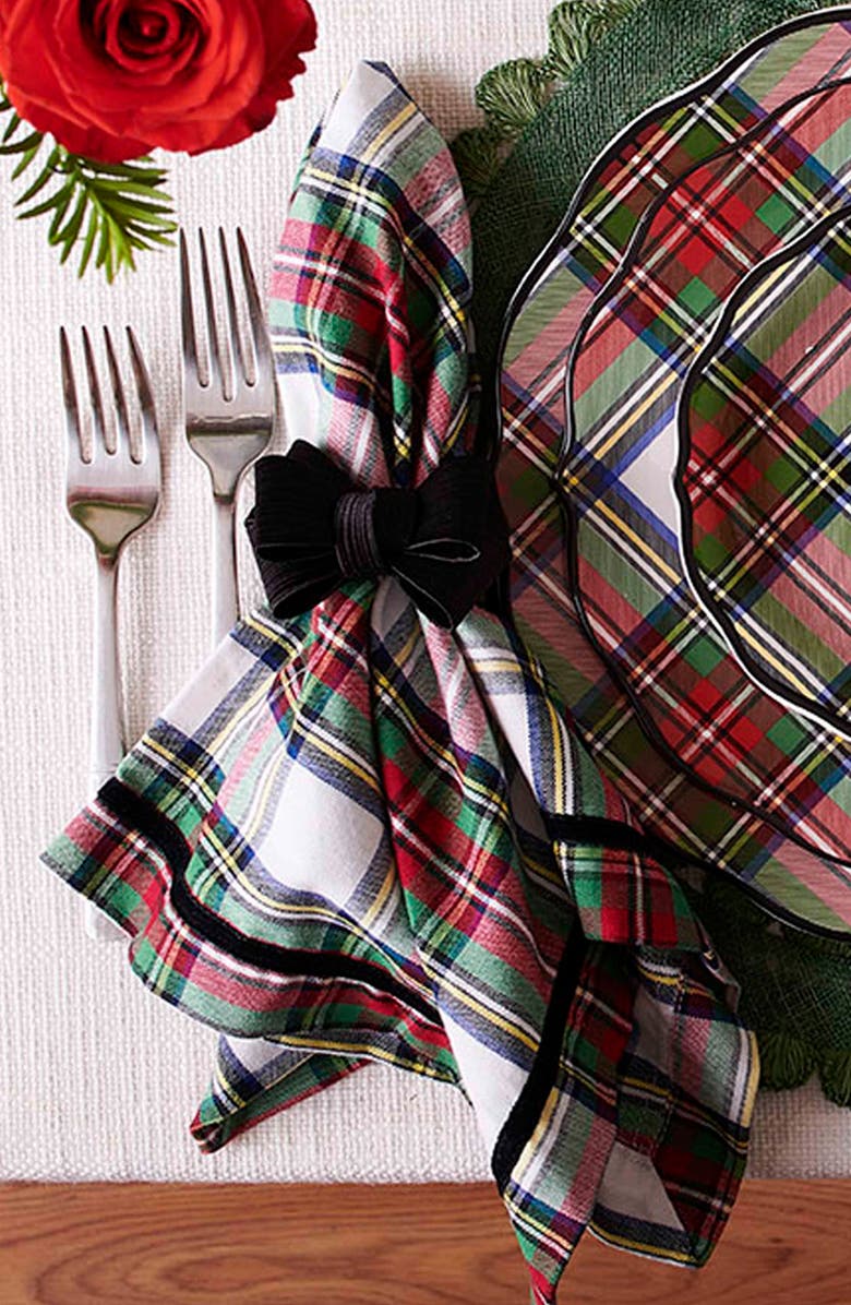 Juliska Stewart Tartan Set of 4 Napkins, Alternate, color, Multi