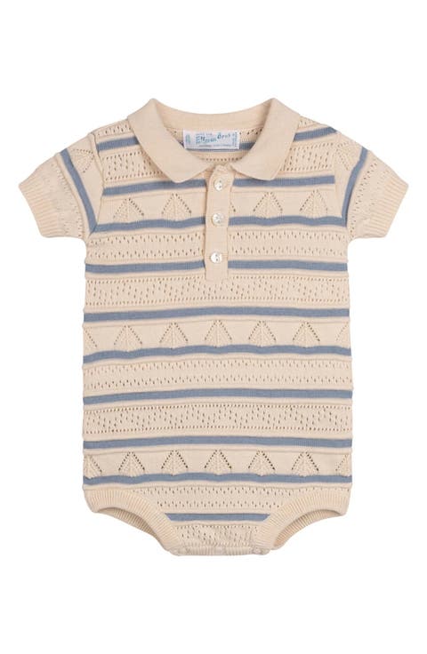 Pointelle Knit Cotton Polo Bodysuit (Baby)