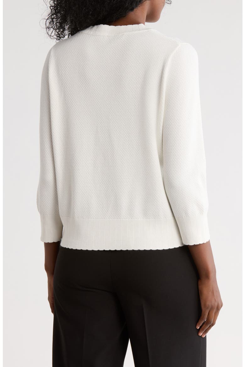 Scalloped Three-Quarter Sleeve Sweater, Alternate, color, IVORY