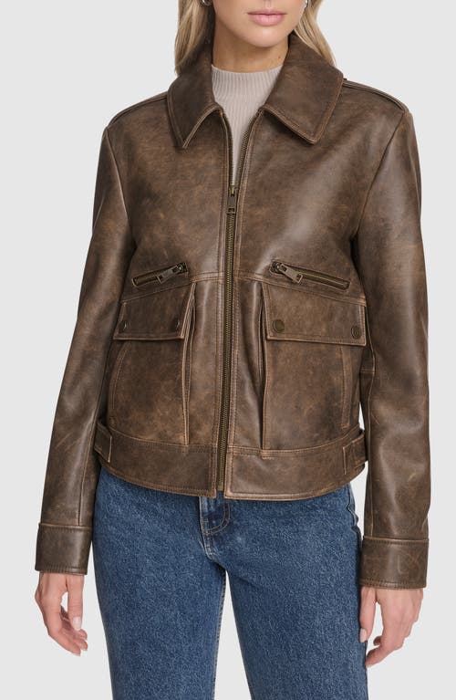 Andrew Marc Addis Aviator Leather Jacket in Brown  product