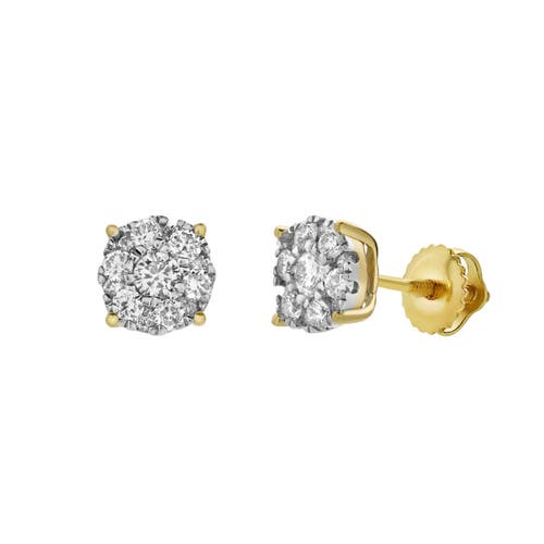 Luvmyjewelry Ballmore 10k Gold Diamond Unisex Earrings In 10k Yellow Gold