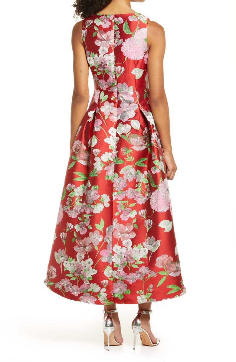 Eliza J Floral Metallic Jacquard Cocktail Dress, Alternate, color, 