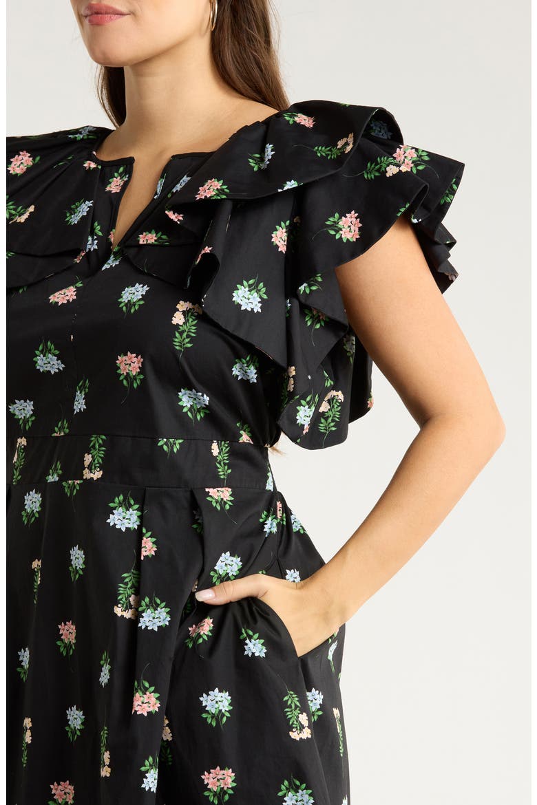 Mayrel Floral Print Maxi Dress, Alternate, color, BLACK-CORAL-GREEN