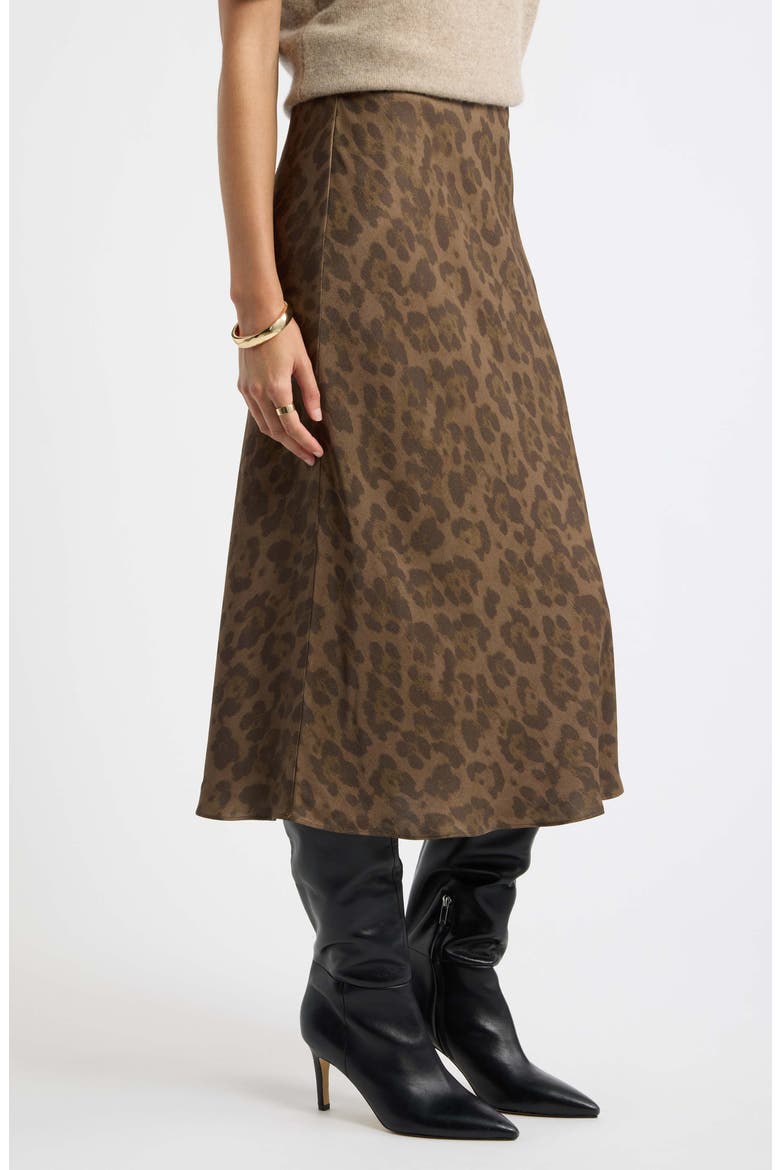 Bias Cut Satin Skirt, Alternate, color, BROWN CUB ANIMAL SPOT
