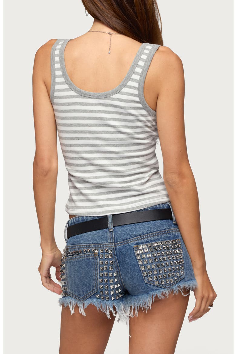 Althea Stripe Scoopneck Stretch Cotton Tank, Alternate, color, GRAY-MELANGE-AND-WHITE