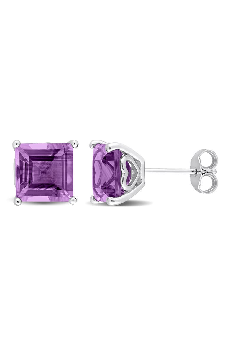 Sterling Silver Lab-Created Amethyst Square Stud Earrings, Main, color, PURPLE
