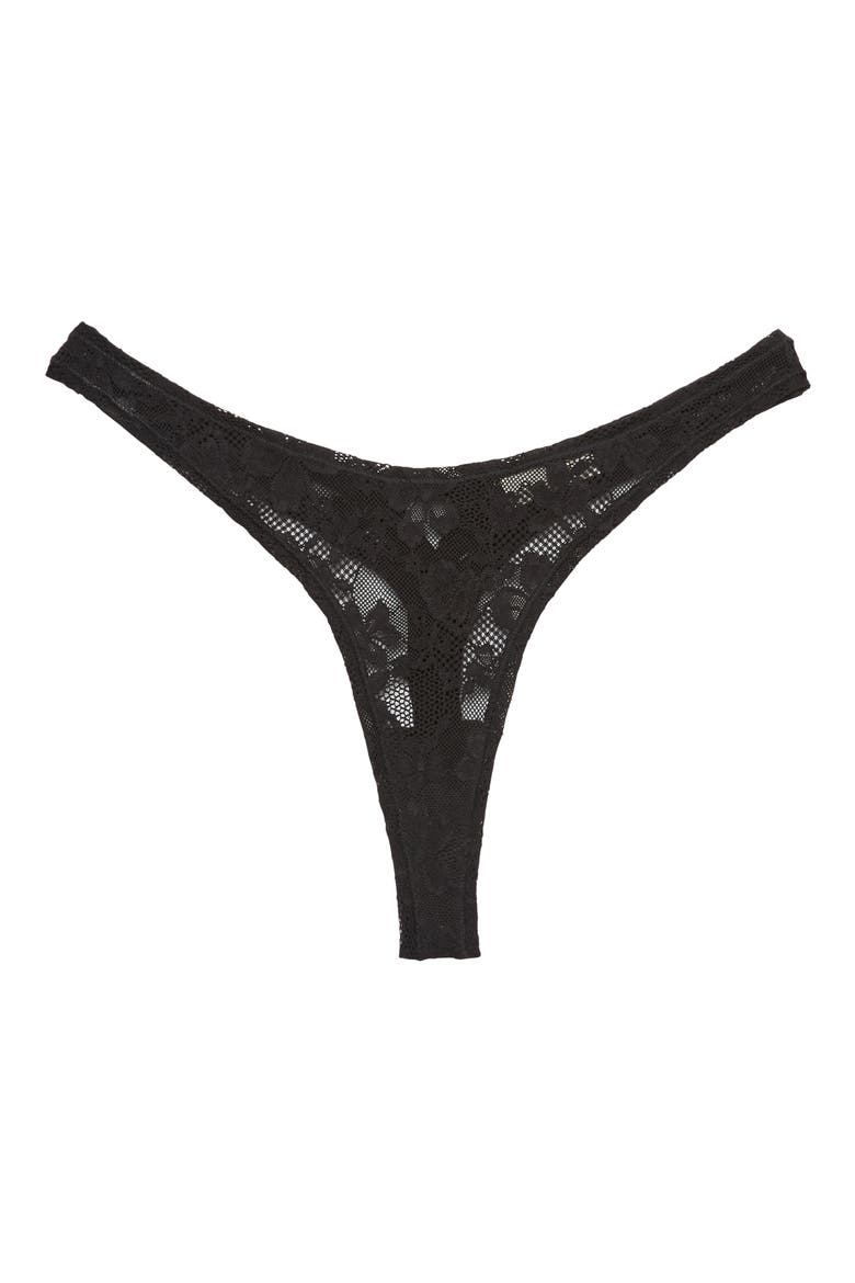 Le Stretch Lace Thong, Main, color, BLACK