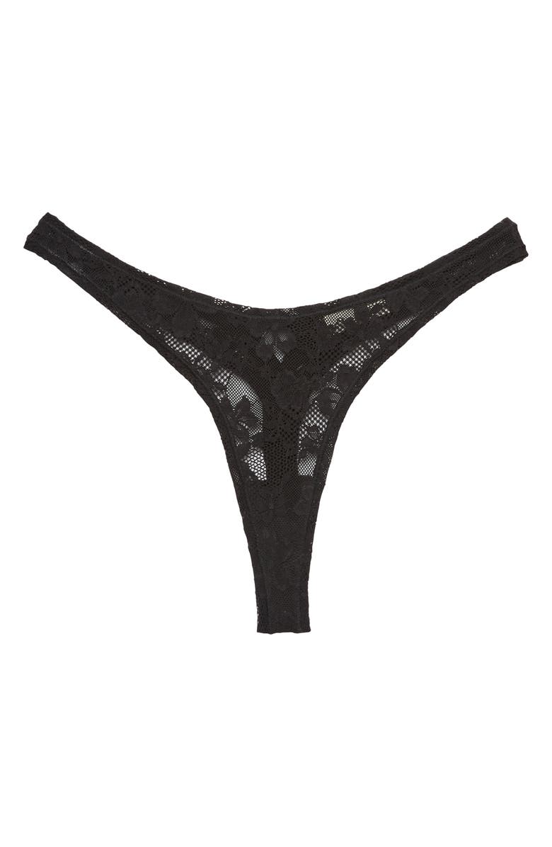Fleur Du Mal Le Stretch Lace Thong, Main, color, Black