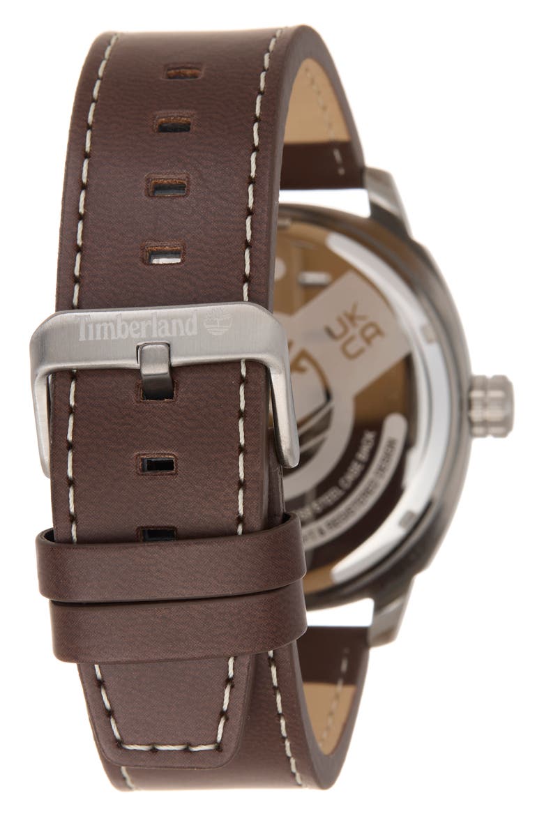 Classic Quartz Leather Strap Watch, 46mm, Alternate, color, DARK BROWN