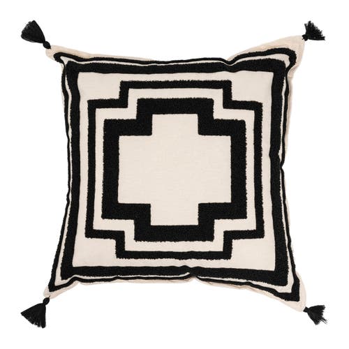Olive & Linen Geometric Tufted Throw Pillow Cover in Black Ivory  product