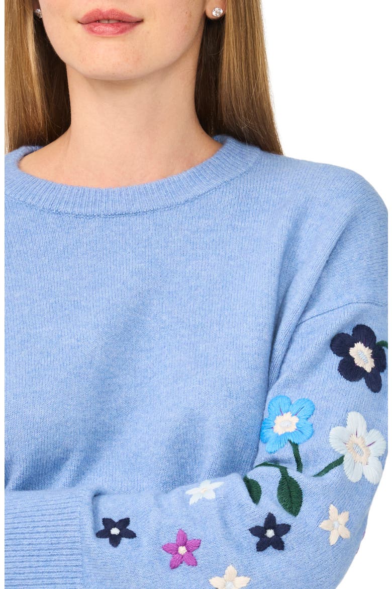 Embroidered Crewneck Sweater, Alternate, color, BREEZEWAY