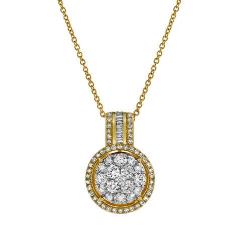 Luna Round Diamond Pendant in 10K Yellow Gold