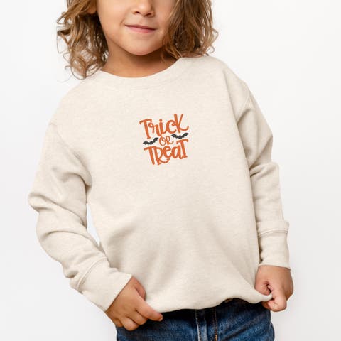 Embroidered Bats Trick or Treat Toddler Graphic Sweatshirt