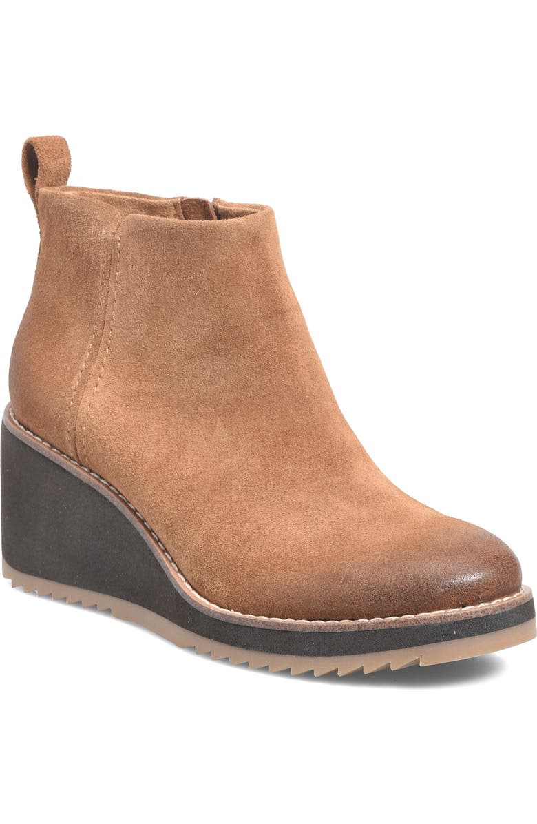 Söfft Eden Wedge Bootie, Main, color, Havana Brown Suede