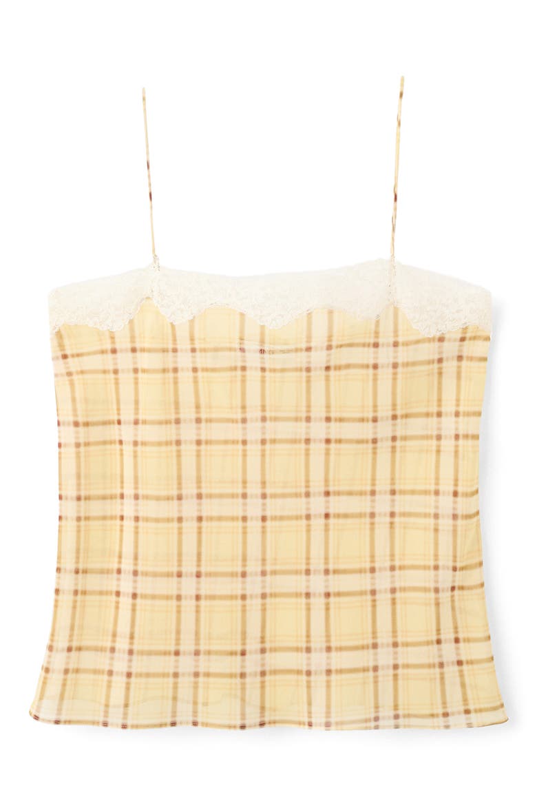 Leire Plaid Lace Trim Top, Alternate, color, YELLOW