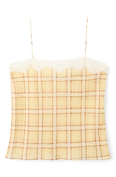 Leire Plaid Lace Trim Top