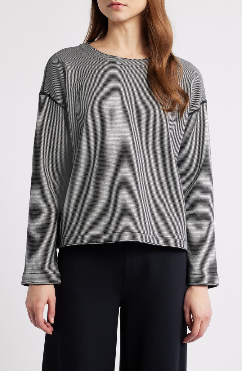 Eileen Fisher Reversible Organic Cotton Top, Main, color, Black/ Ivory