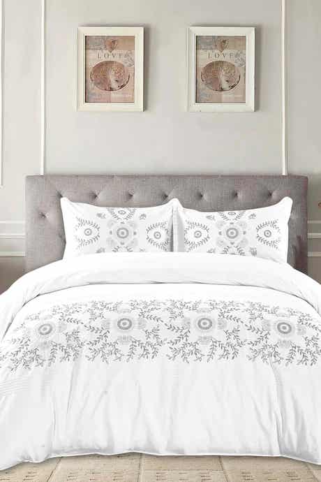 MELANGE HOME Midas Embroidered Duvet 3-Piece Set