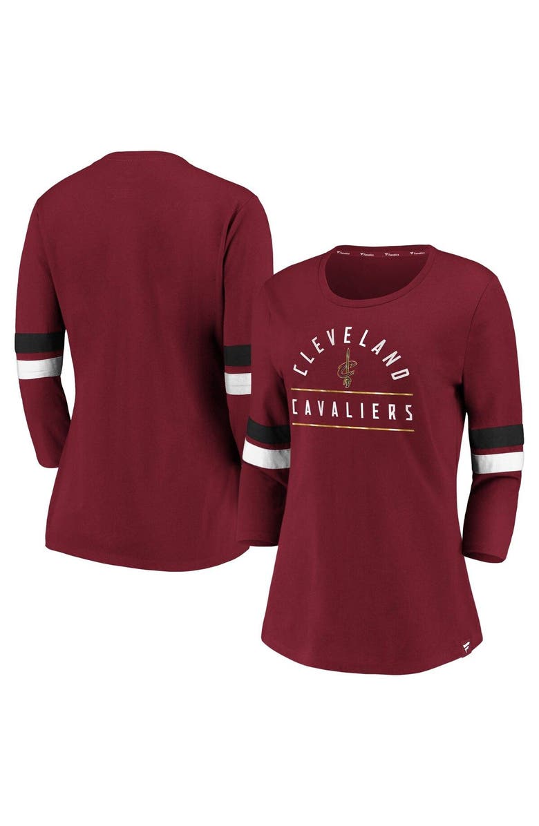 FANATICS Women's Fanatics Branded Wine Cleveland Cavaliers Iconic Prolific Modern 3/4-Sleeve T-Shirt, Alternate, color, 