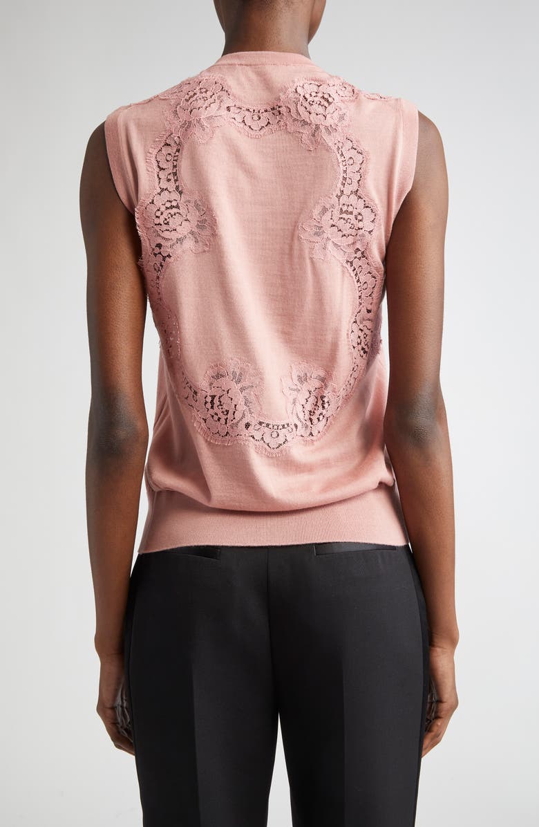 Dolce&Gabbana Lace Trim Sweater Tank, Alternate, color, Rosa Polvere Scuro
