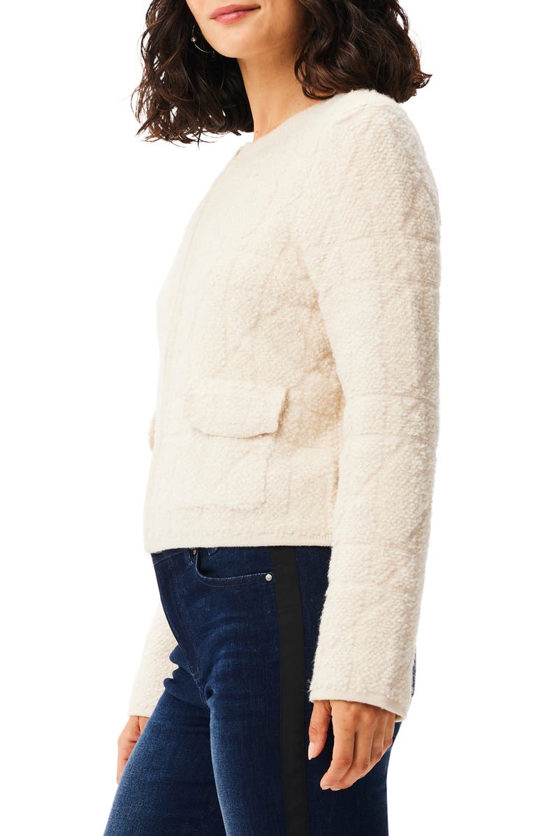 NIC+ZOE Diamond Textured High Pile Fleece Jacket, Alternate, color, Almond