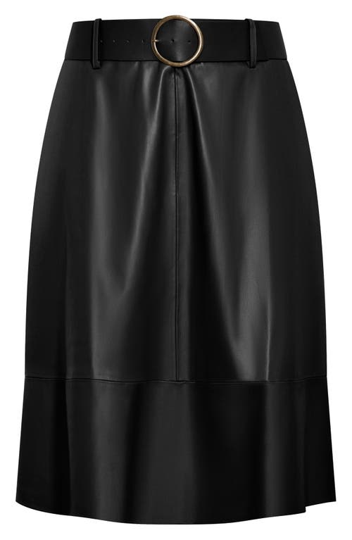 City Chic Untamed Belted Faux Leather Skirt In Black