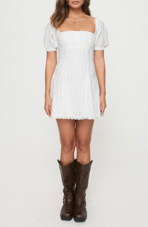 Rabatia Swiss Dot & Tonal Stripe Cotton Minidress