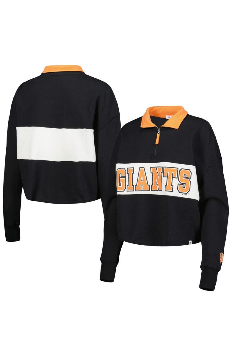 '47 Women's '47 Black San Francisco Giants Remi Quarter-Zip Cropped Top, Main, color,