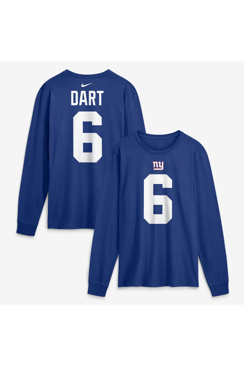 Men's Nike Jaxson Dart Royal New York Giants Name & Number Long Sleeve T-Shirt, Main, color, Royal