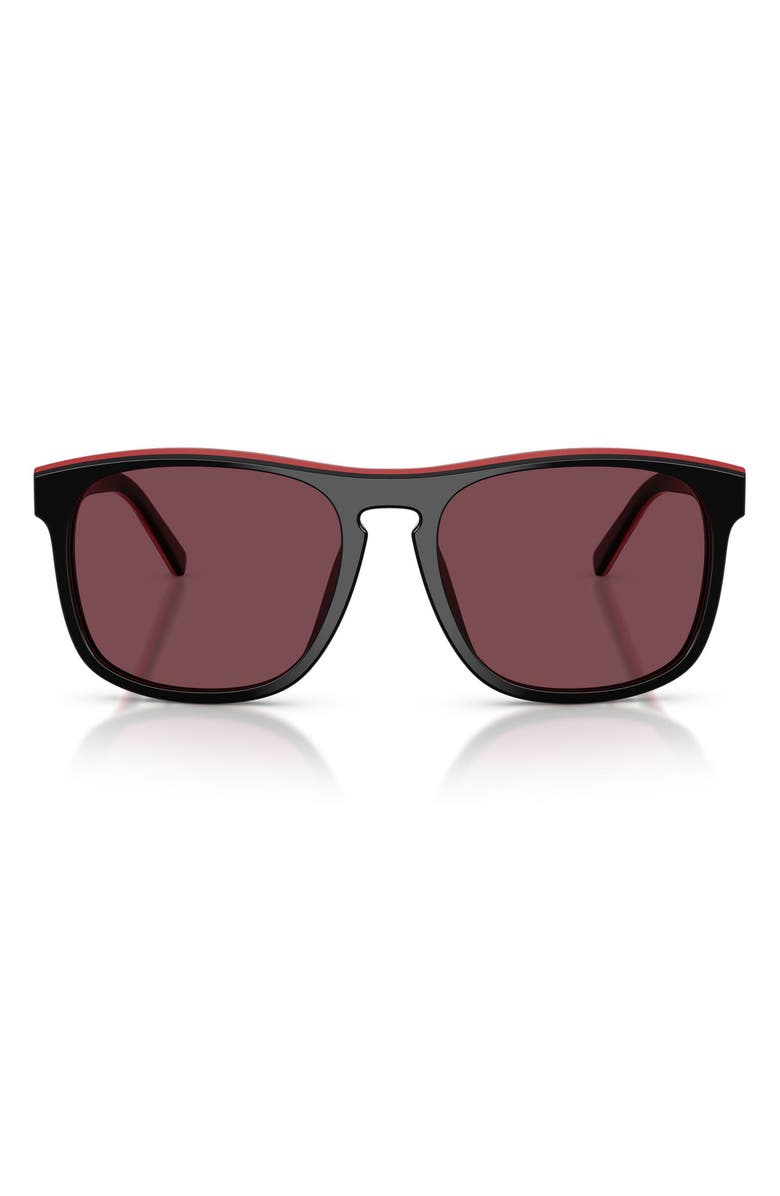 Scuderia Ferrari 57mm Square Sunglasses, Main, color, Red/Shiny Black / Ferrari