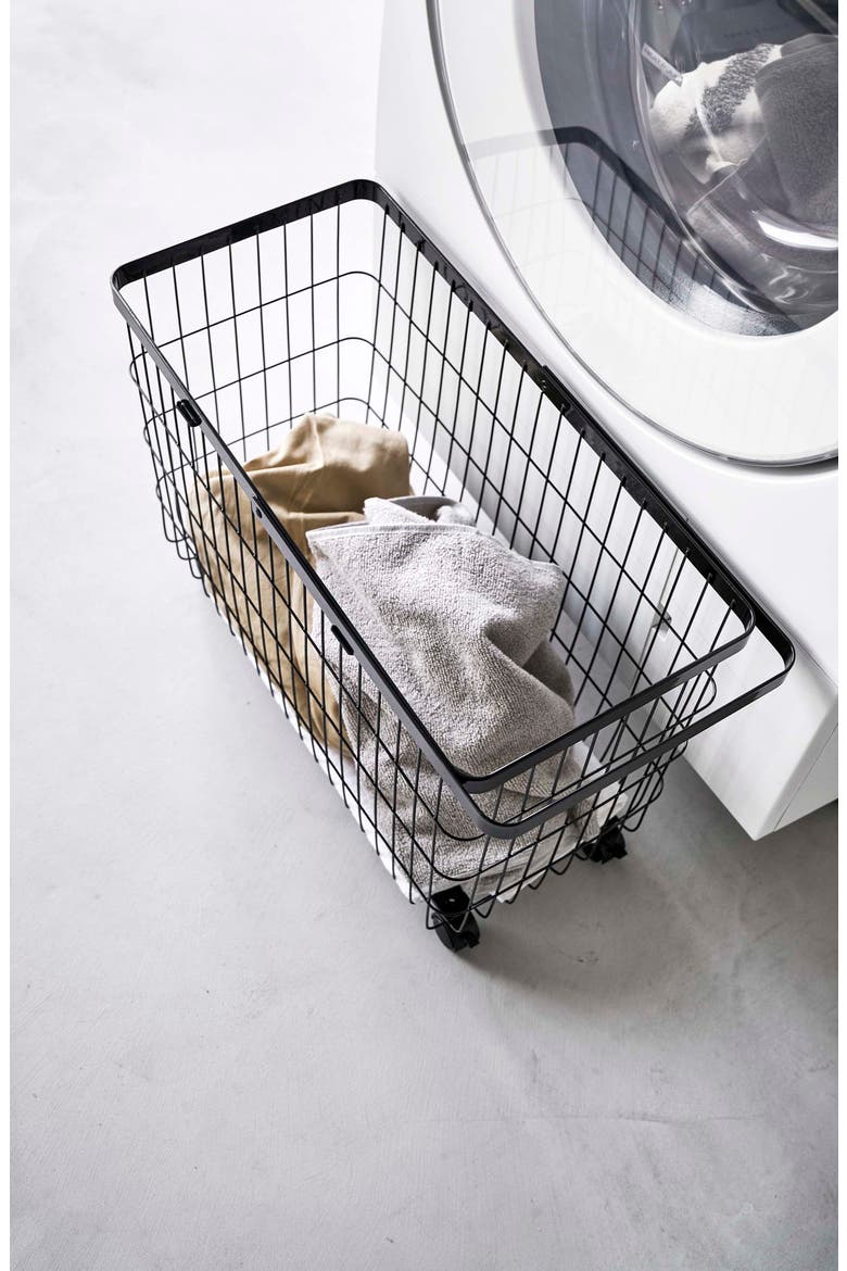 Rolling Laundry Basket, Alternate, color, BLACK