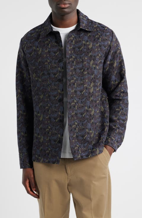 Whiting Camo Jacquard Recycled Cotton Blend Shirt Jacket