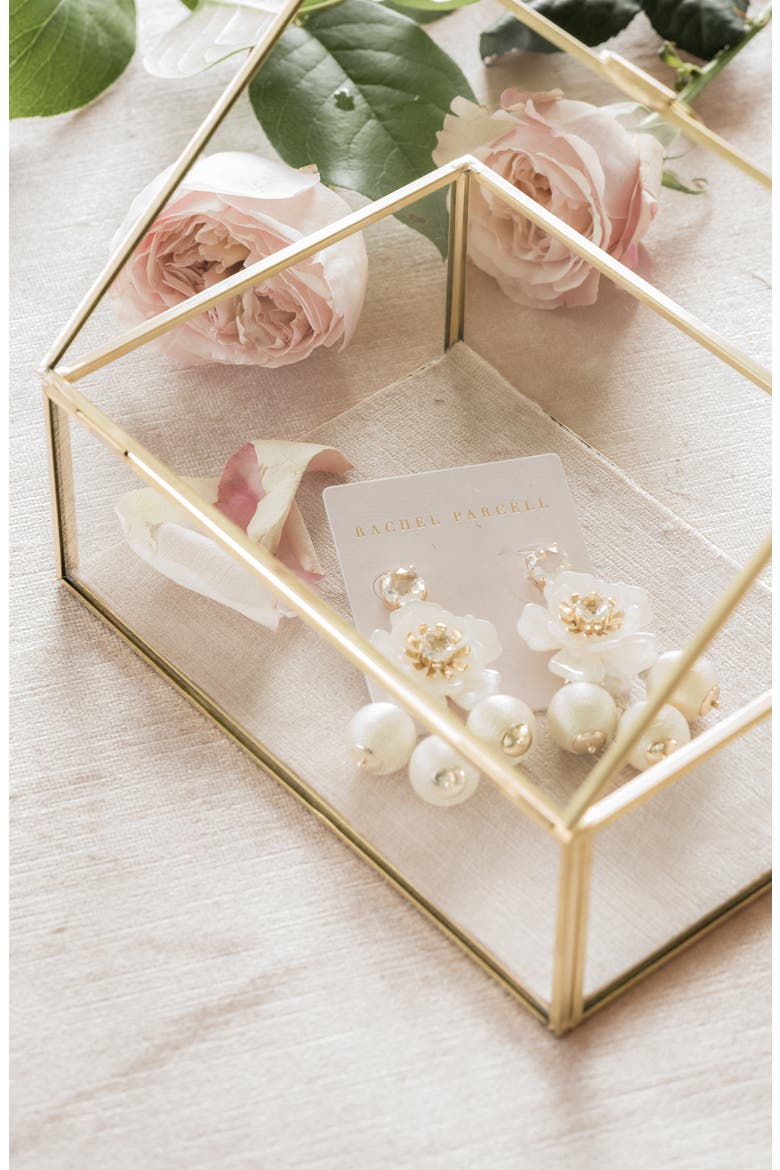 Floral Statement Chandelier Earrings, Alternate, color, IVORY- GOLD